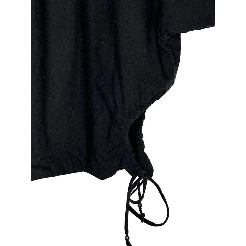 NWT‎ Madewell Womens Polplin Puff Sleeve Cutout Crop Top Shirt XL Cotton Black